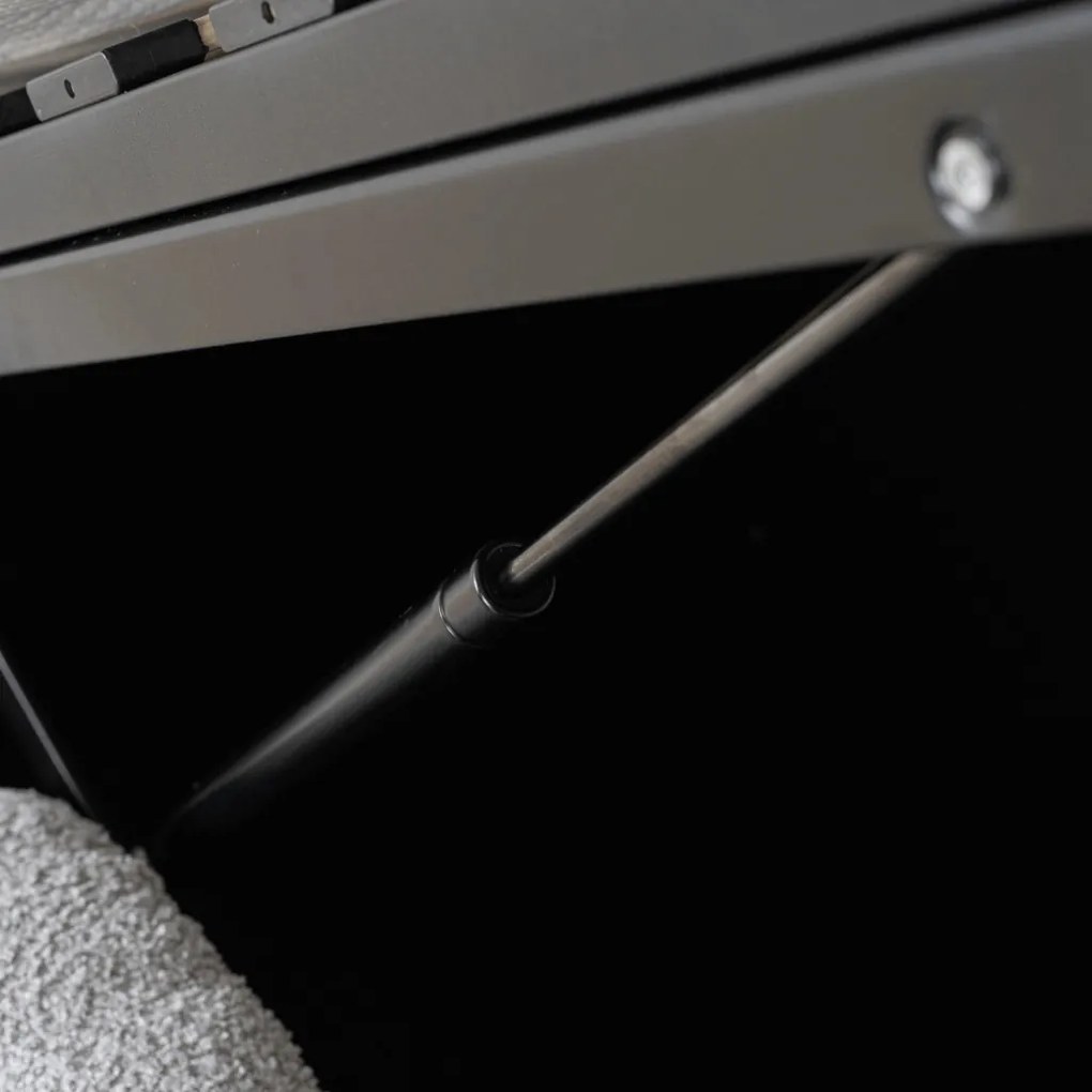 ANKARA ágy 140x200 cm, szürke boucle, ágyneműtartóval