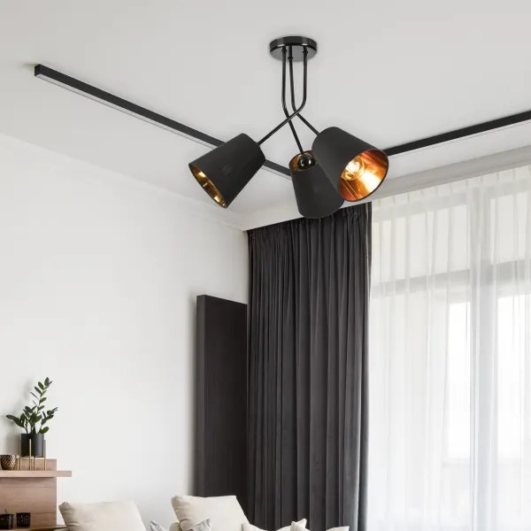 Csillár rúdon IRMA 3xE27/15W/230V fekete