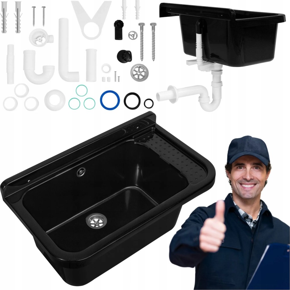 Gazdasági Mosogató Munkakamara ipari Mosogató Fekete 60cm Bauhus