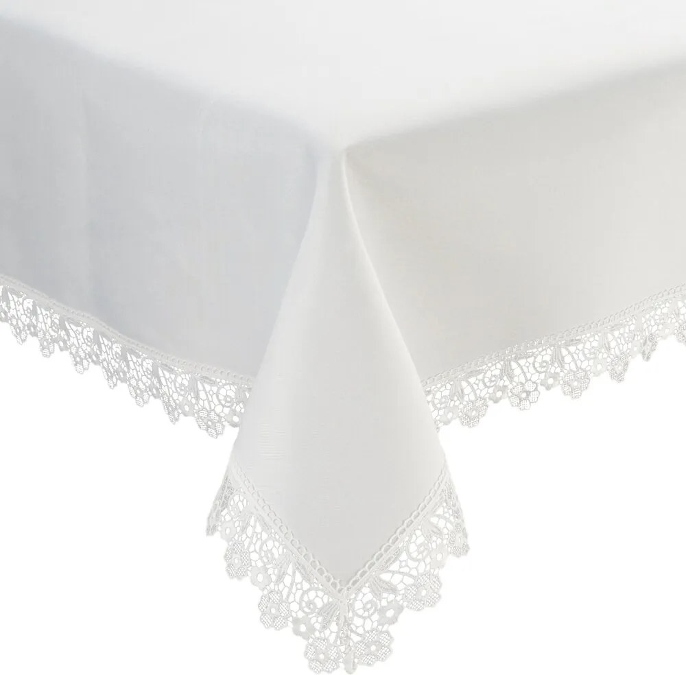 Abrosz dekoratív Cindy 140x180 Eurofirany fehér, virágos csipkével díszített