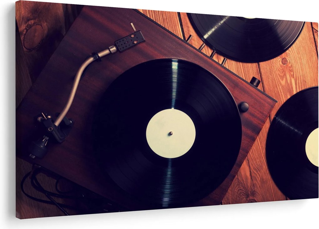 Gramofon lemezek képe (90x60 cm)
