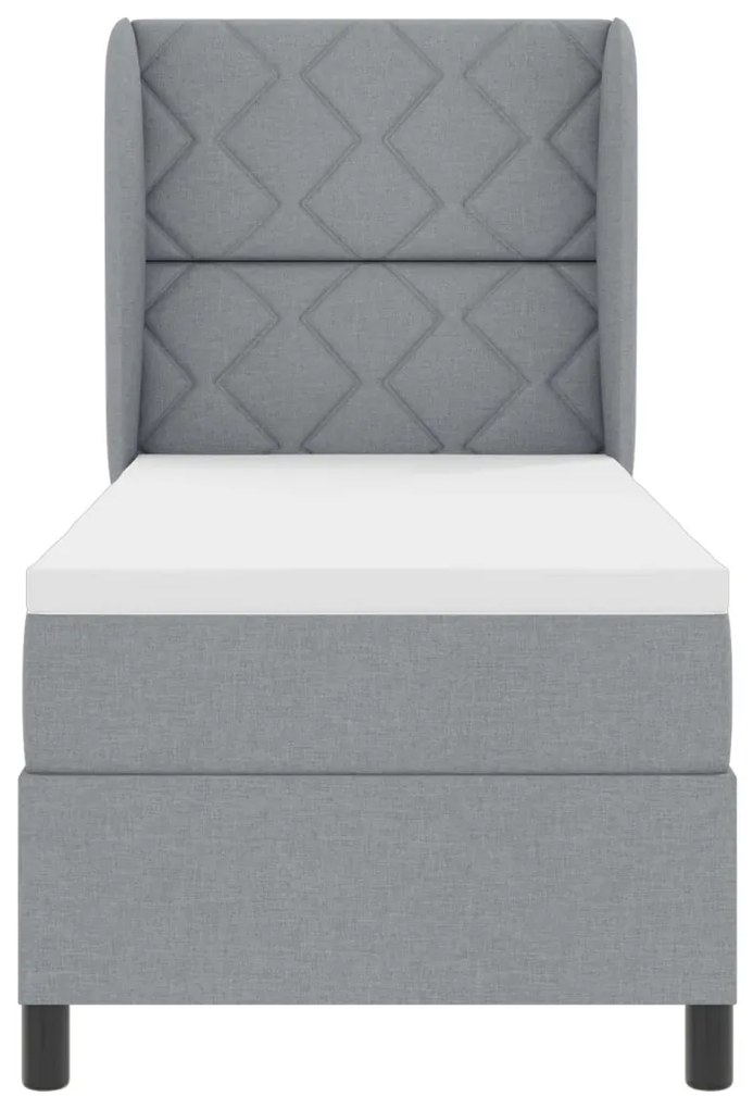 Boxspring Ágy Mattal Világosszürkében, 80x200 cm, Szövet