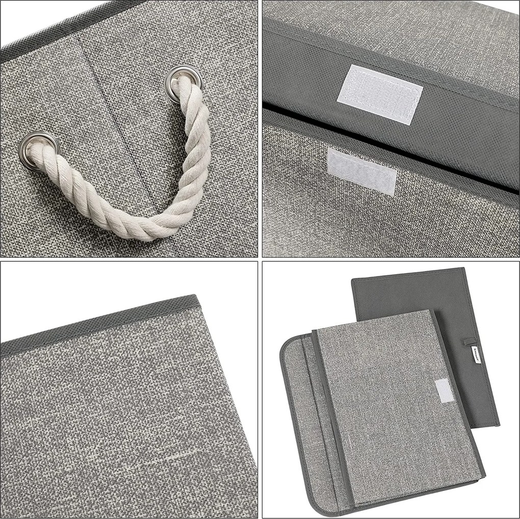 Tárolódobozok fedéllel 3 db-os szett, 38 x 25 x 25 cm, szürke