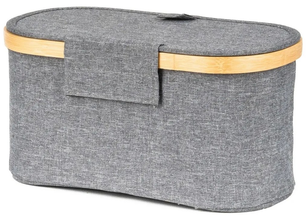 G21 tárolódoboz 30 x 15 x 15 cm, bambuszfedéllel, szürke