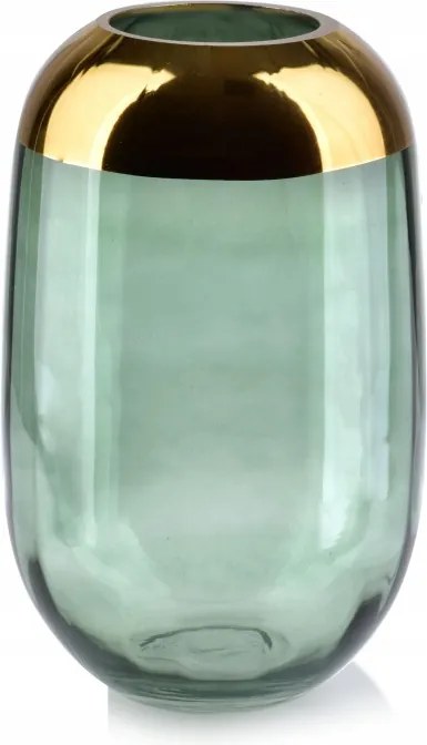 Serenite Dekoratív üveg váza elegáns modern 15x26 zöld-arany