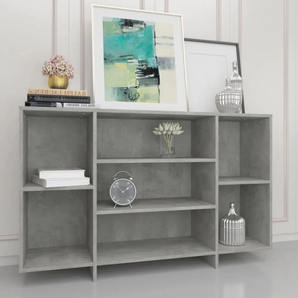 betonszürke szerelt fa tálalószekrény 120x30x75 cm