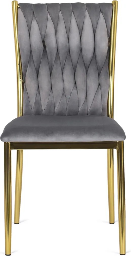 Krzesło DAN Szare Plecione Welurowe