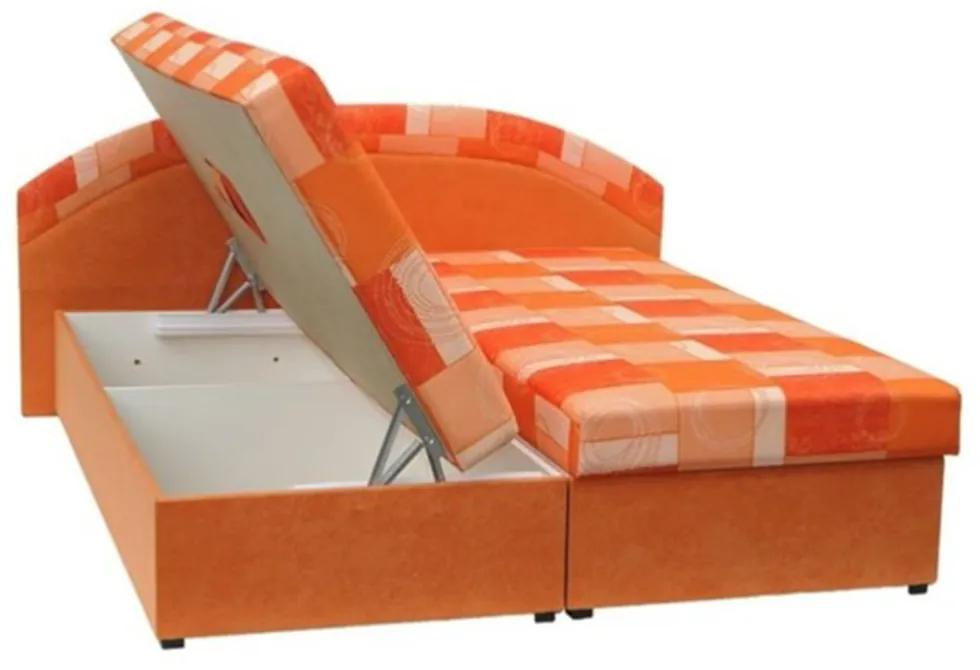 Dupla ágy, rugós, narancssárga/minta, KASVO