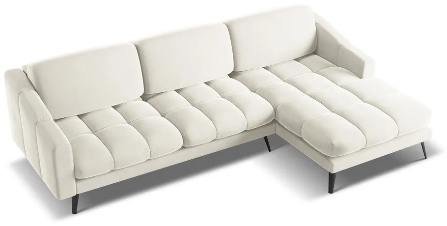 Krémszínű bársony sarokkanapé (jobb oldali) Nalu – Makamii