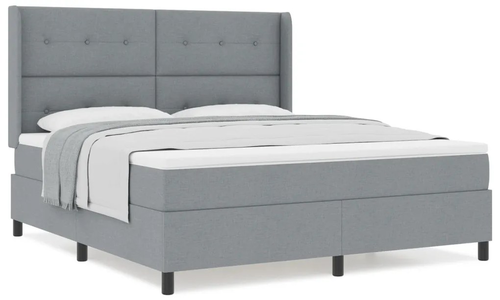 Boxspring Ágy Matraceval Világosszürke 180x200 cm Szövet