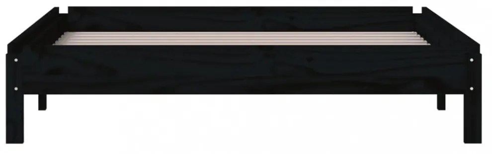 fekete tömör fenyőfa egymásra rakható ágy 90x200 cm