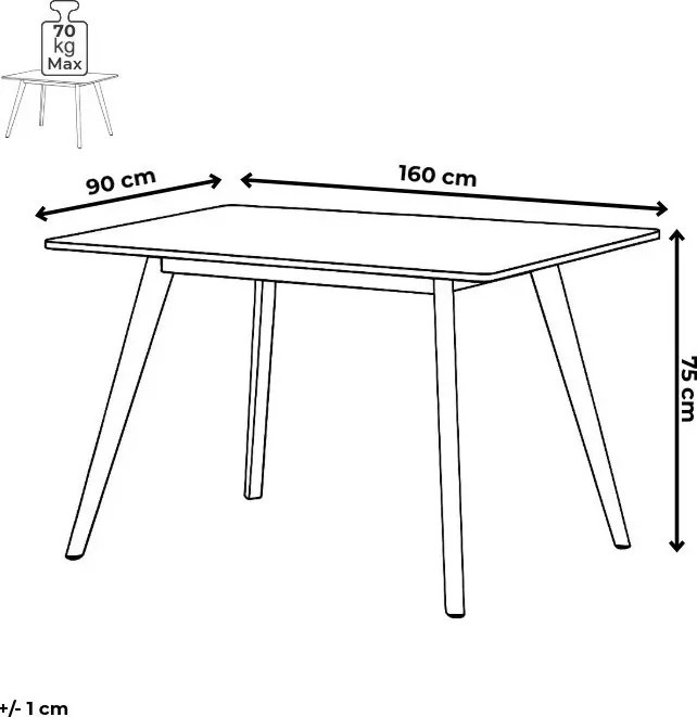 Étkezőasztal 160×90 cm, MDF, Old Wood. HT-F4416 OLW Belföldi Raktárról