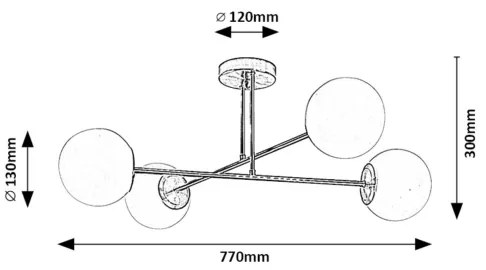 Rabalux 71082 - Csillár rúdon KIARA 4xE27/35W/230V arany