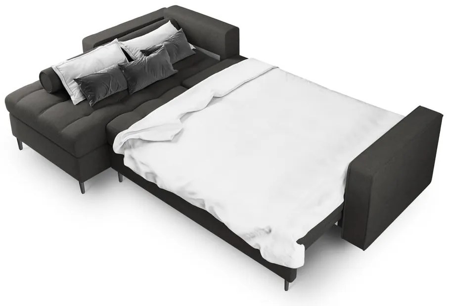 Santo sötétszürke kinyitható sarokkanapé, bal oldali - Milo Casa