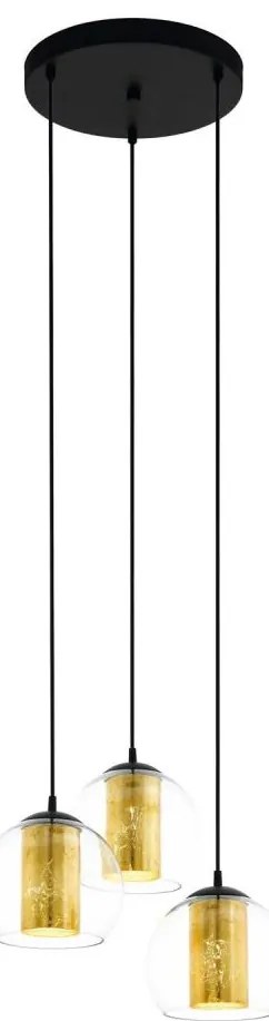 Eglo 79458 - Kábeles függőlámpa BOLSANO 3xE27/28W/230V arany/fekete