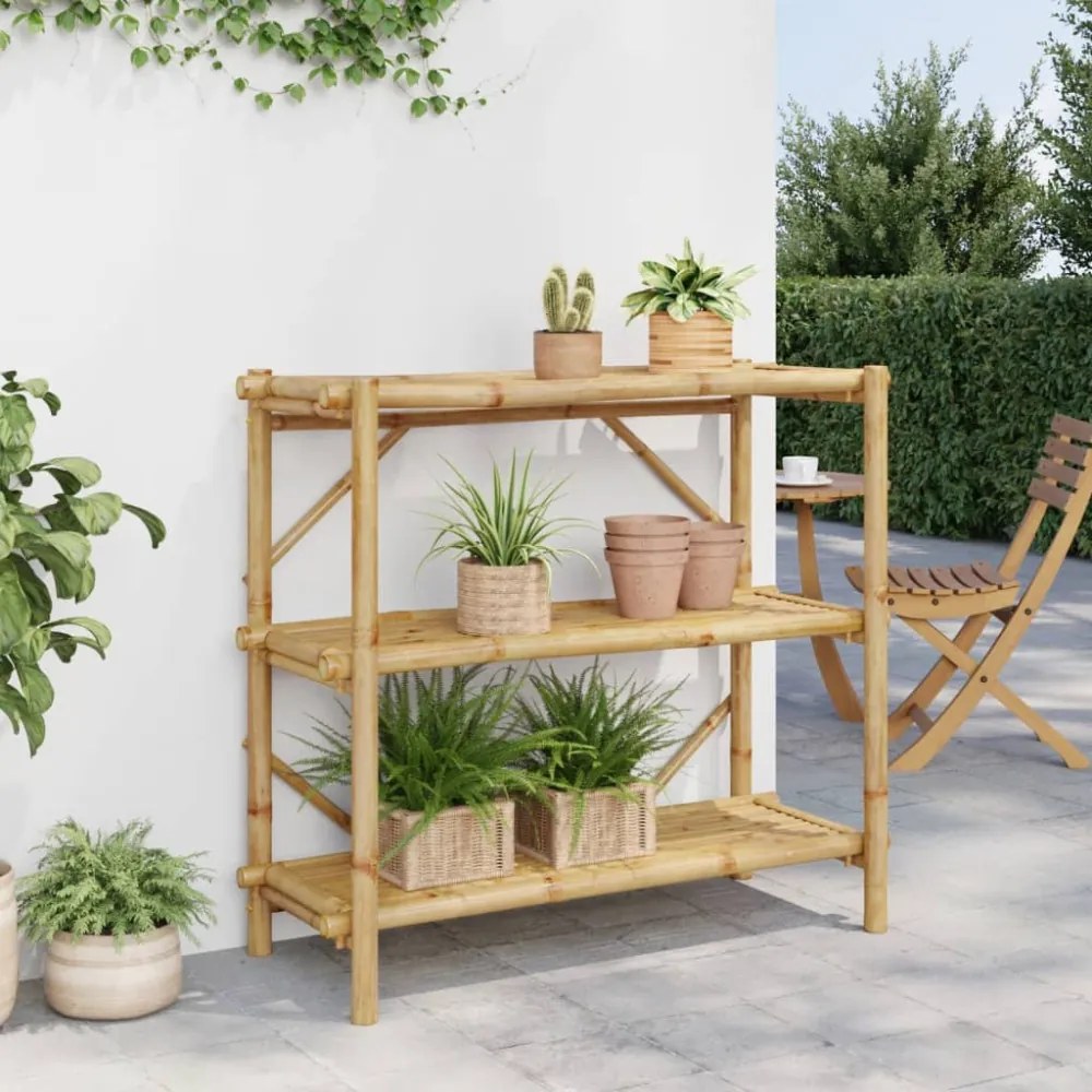 vidaXL 3 szintes bambusz polc 100 x 40 x 90 cm