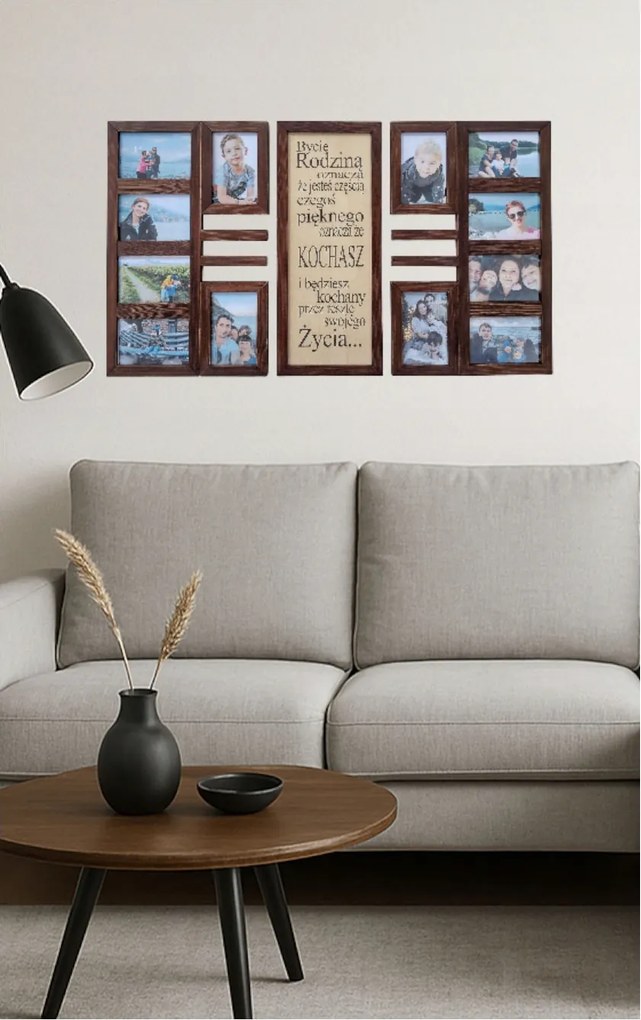 Fa Multirama képkeret 12 képhez 10x15 cm Dió képkeret fali galéria