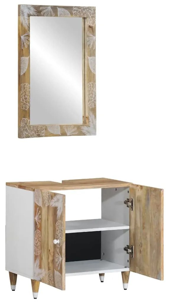 2 részes tömör mangófa fürdőszobai bútorszett