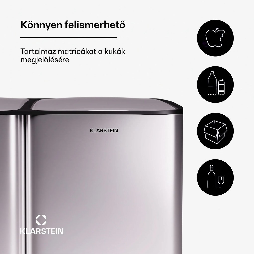 Klarstein Tiyo 3 az 1-ben szemetes 60 l levehető vödörrel, soft-close záródással