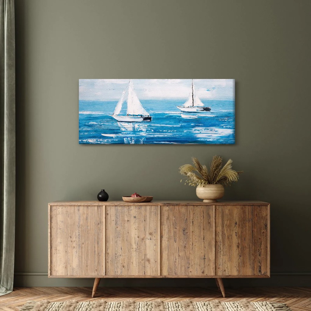 Kép - Egy jacht festése a tengeren (120x50 cm)