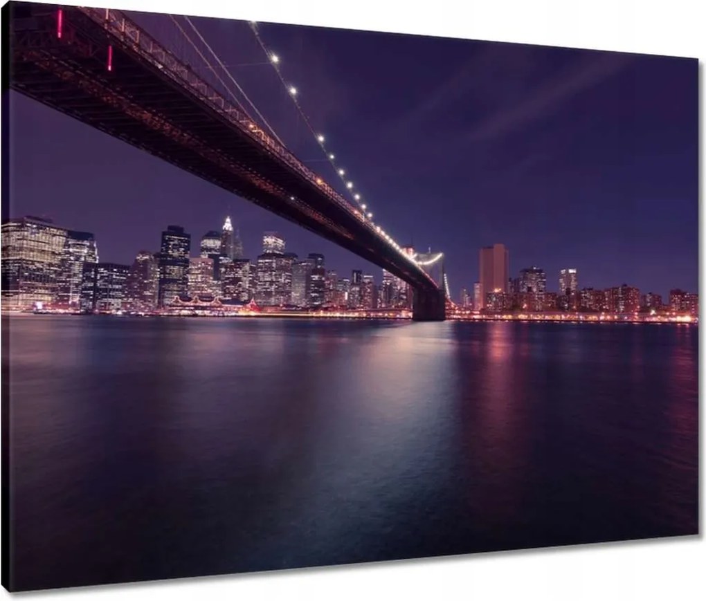 Vászonkép 80x60 Híd az éjszakában Usa New York