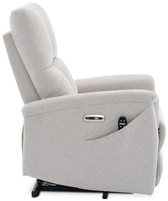 Elektromos vezérlésű bézs szövet dönthető fotel. TV-929 CRM2