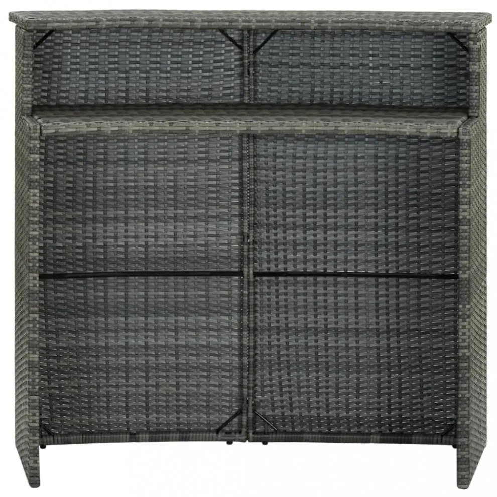 szürke polyrattan kerti bárasztal 120 x 55 x 110 cm