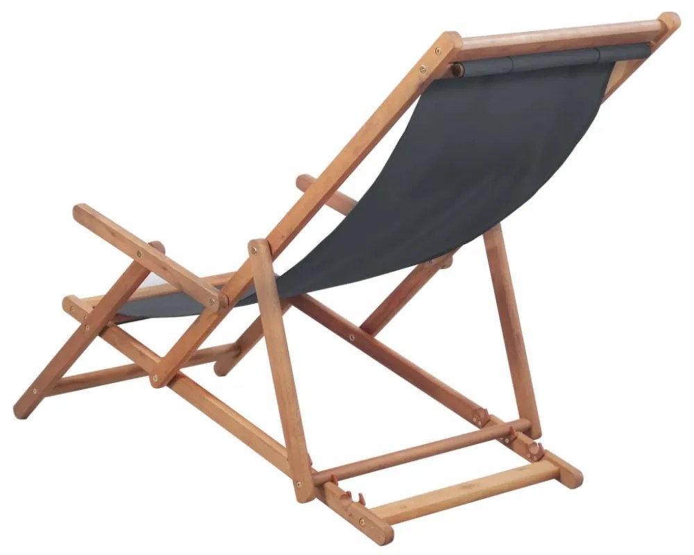 szürke összecsukható szövetkárpitos, favázas strandszék
