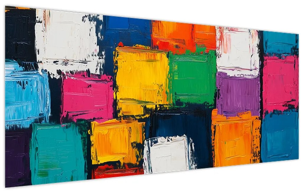 Kép - Színes négyzetek festménye (120x50 cm)