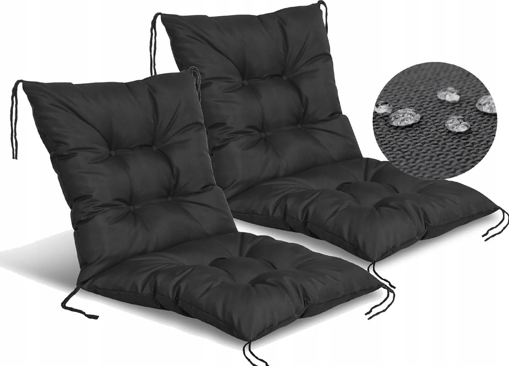 Kerti párnák 50x50x50 cm Kerti székekhez Pad Vízálló Fekete