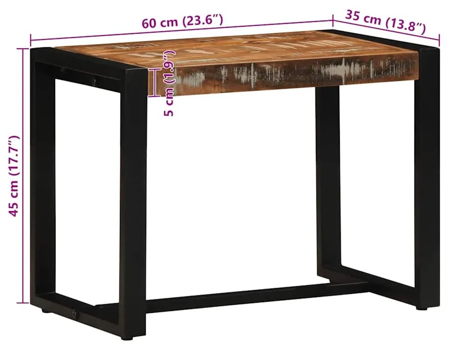 tömör újrahasznosított fa többszínű pad 60x35x45 cm