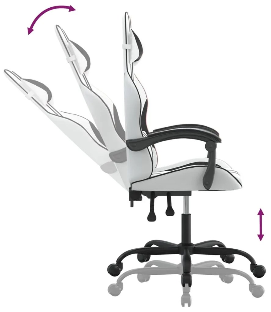 fehér és fekete műbőr forgó játékszék