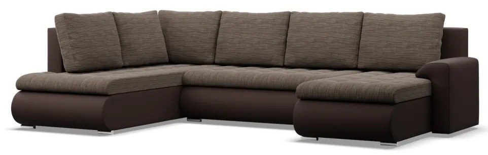 Tokio U sarokkanapé, 3 ágyneműtartóval, fonott + műbőr, baloldali, barna