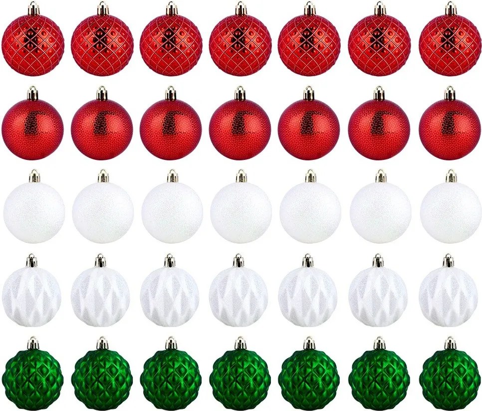 35x Karácsonyi gömbök Törhetetlen Színes Karácsonyfa gömb szett