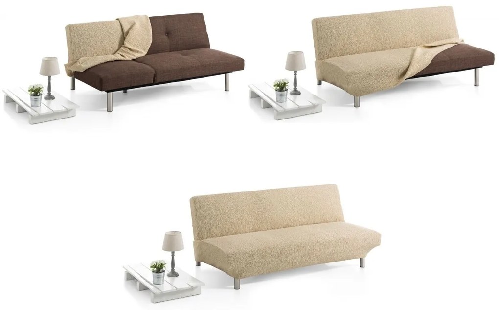 Bi-sztreccs kanapéhuzat, Belmarti, Vienna, click-clack, 2 ülés, jacquard anyag, narancssárga