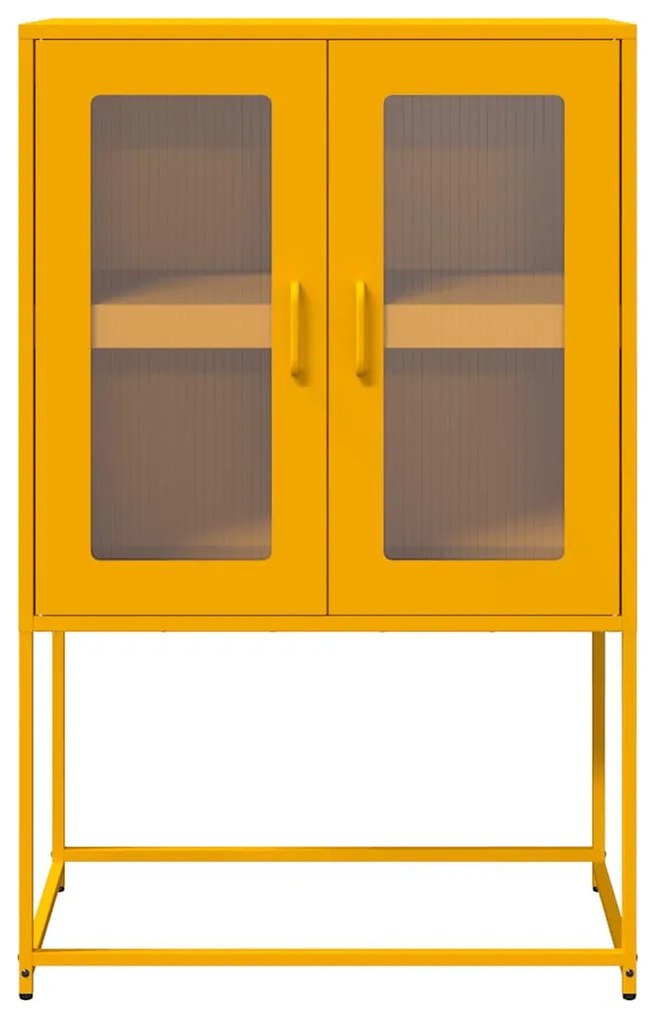 Highboard Mustársárga 68x39x107 cm Acél
