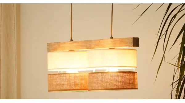 Brilagi - Csillár zsinóron FOREST 2xE27/15W/230V fenyő/bézs/krémes