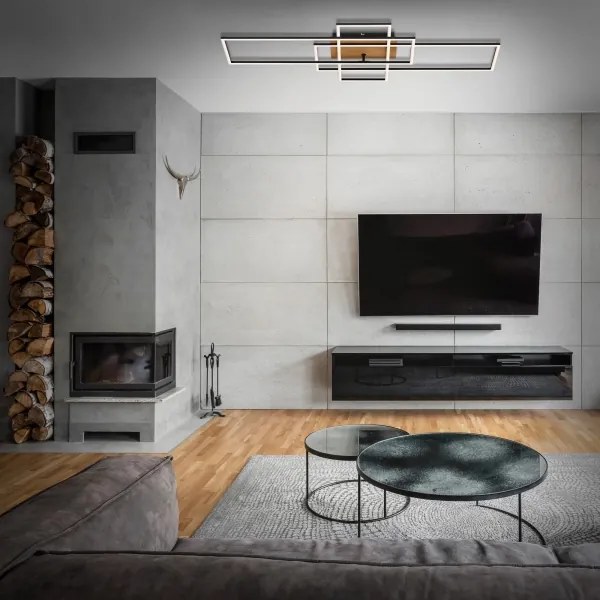 Brilo - LED Dimmelhető felületre szerelhető csillár  FRAME LED/51W/230V fekete/barna + távirányító