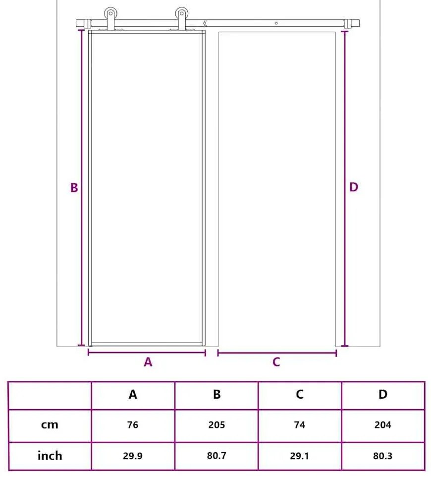 fehér edzett üveg és alumínium tolóajtó 76 x 205 cm
