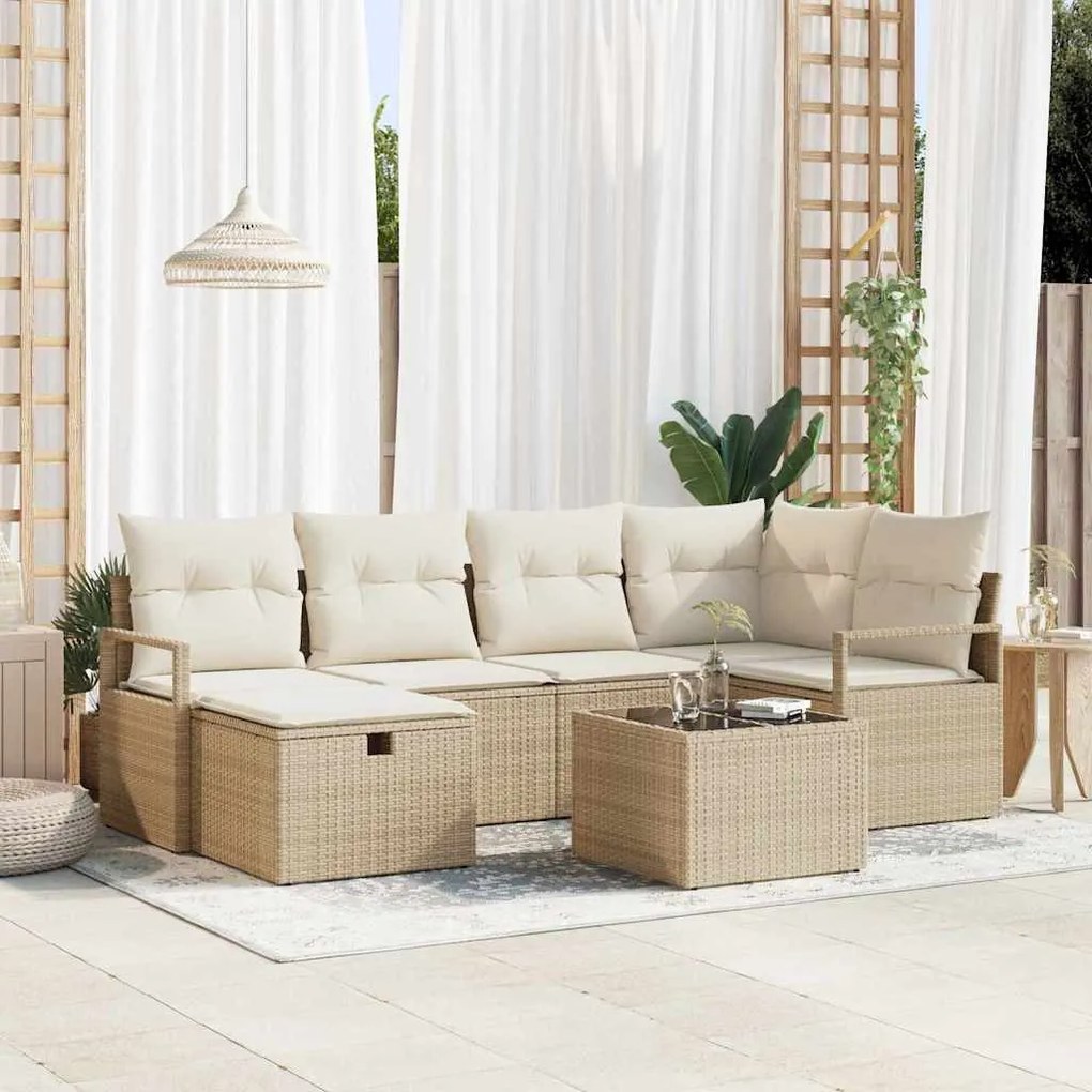 Kerti Kanapé Szett 7 pcs bézs és krémszínű 232 x 122 x 85 cm