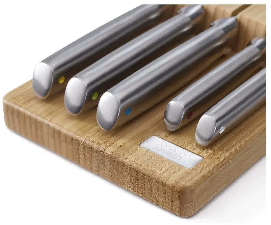Rozsdamentes acél kés készlet tartóval 5 db-os Elevate Bamboo – Joseph Joseph