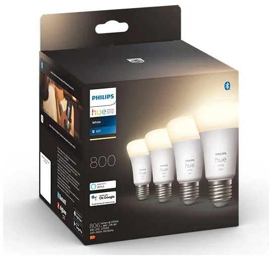 KÉSZLET 4x LED Dimmelhető izzó Philips Hue WHITE A60 E27/9W/230V 2700K