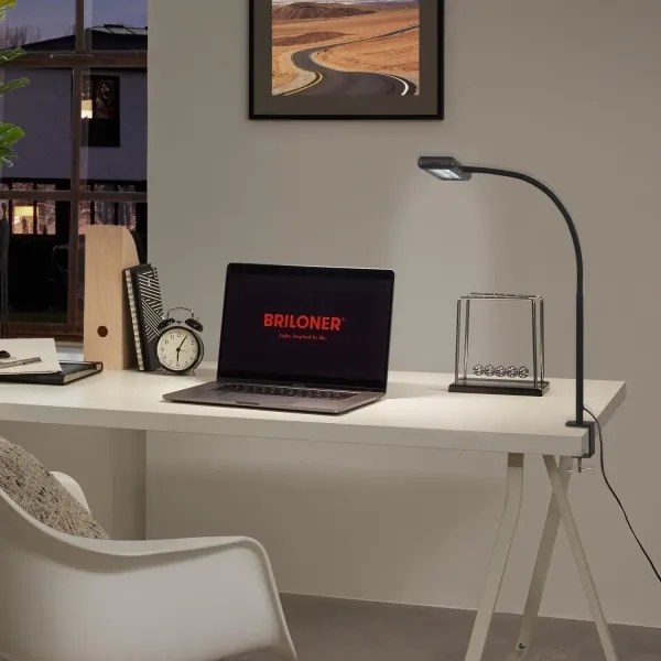 Brilo - LED Rugalmas asztali lámpa klipsszel TRASNA LED/7,5W/230V fekete