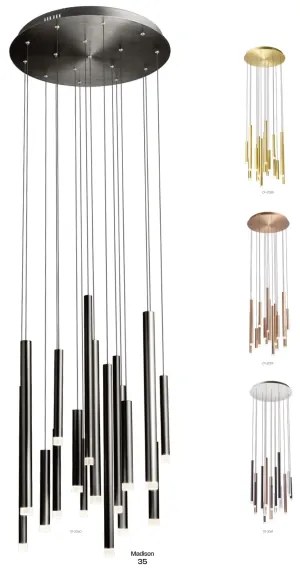 Redo 01-2059 - LED Csillár zsinóron MADISON 16xLED/4W/230V réz