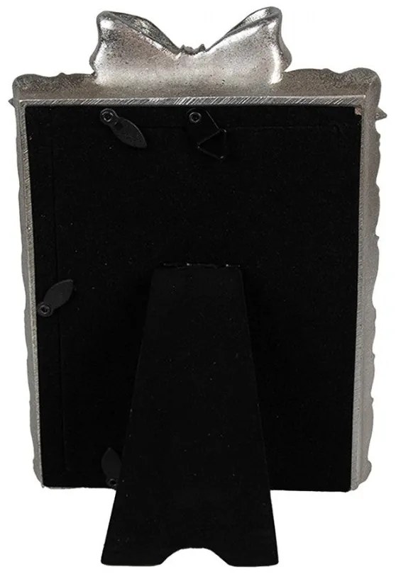 Ezüst színű masnis vintage képkeret 10x15 cm
