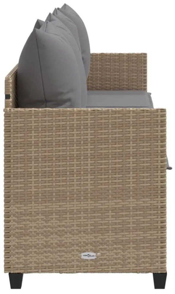 bézs polyrattan napozóágy párnával
