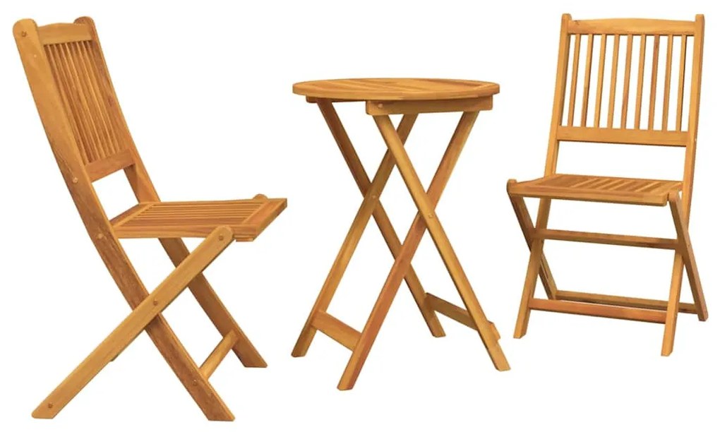 vidaXL Kert Bistro Készlet 3 pcs Barna Tömör Akácfa