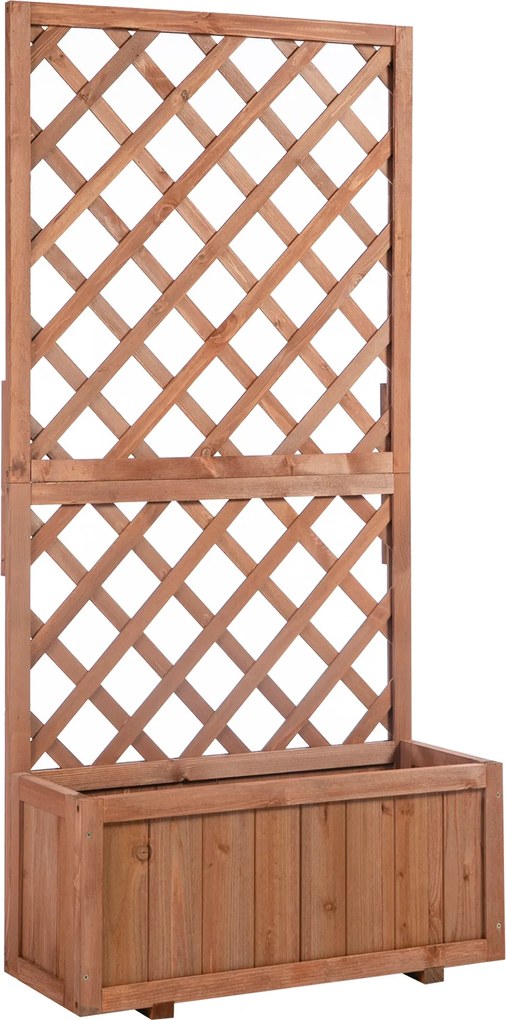 Outsunny Magasított Kerti Ágyás Növényes Doboz Trellis-szel, Fakanál Box, 72,5x31,5x149,5 cm Kert, Erkély, Terasz, Mászó Növényekhez, Virágokhoz, Nara