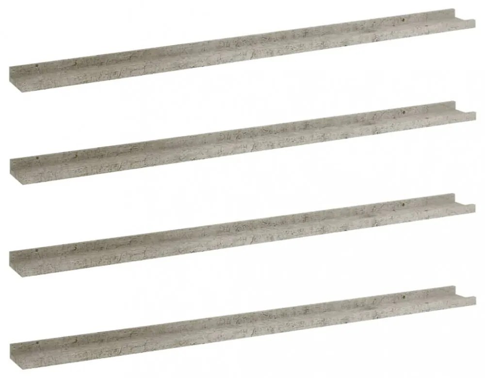 4 db betonszürke fali polc 115 x 9 x 3 cm