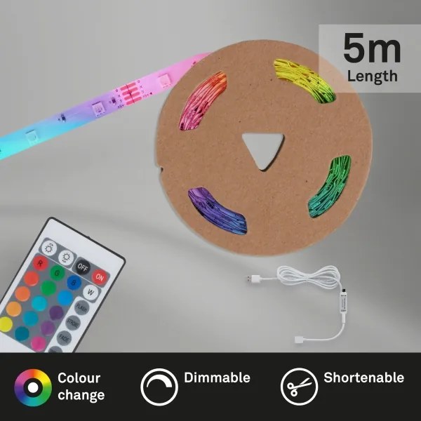 Brilo - LED RGB Dimmelhető szalag 6,6m LED/6W/USB + + távirányító